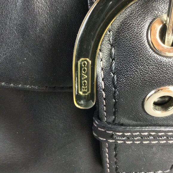 Vintage Coach Black Leather Colette Hobo Soho Buckle Pleated Flap Bag - Picture 6 of 9